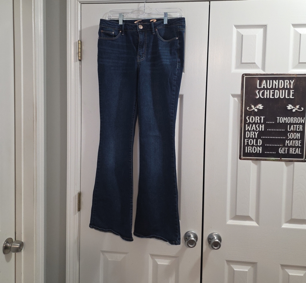 Seven7 Women's Dark Blue Flared Jeans
